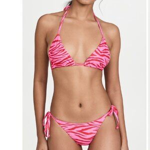 Beach Riot Pink Tiger Stripe Side Tie Bottoms & Triangle String Bikini Top